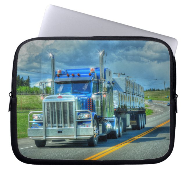 Big Truck en Highway Art voor vrachtwagenliefhebbe Laptop Sleeve (Voorkant)