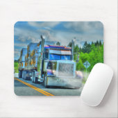 Big Truck en Highway Art voor vrachtwagenliefhebbe Muismat (Met muis)