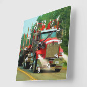 Big Truck en Highway Art voor vrachtwagenliefhebbe Vierkante Klok (Hoek)