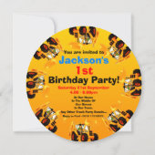 Big Truck Wheel 1st Birthday Party Kaart (Achterkant)