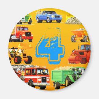 Big Trucks 4th Birthday Magneet