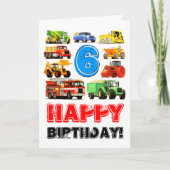 Big Trucks 6e verjaardag Kaart (Voorkant)