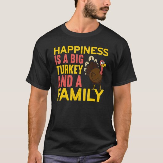 Big Turkey And A Family Thanks Giving  Thanksgivin T-shirt (Voorkant)