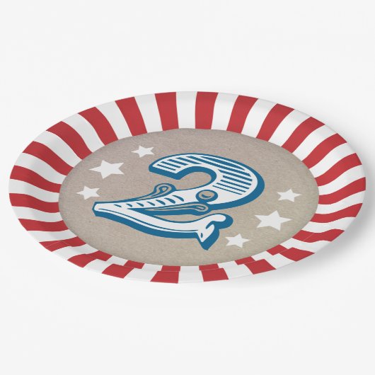 Big Two Circus Grote Top Tweede Verjaardagsfeestje Papieren Bordje (Gekanteld)