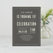 Big Type 70th Birthday-uitnodigingen Kaart (Staand voorkant)