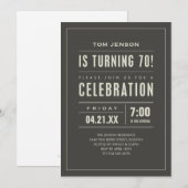 Big Type 70th Birthday-uitnodigingen Kaart (Voorkant / Achterkant)