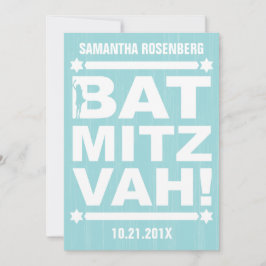 Big Type Bat Mitswa Uitnodiging in Licht Blauwgroe