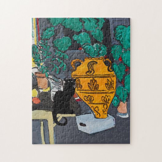 Big Vase of Flowers Black Cat Legpuzzel (Verticaal)