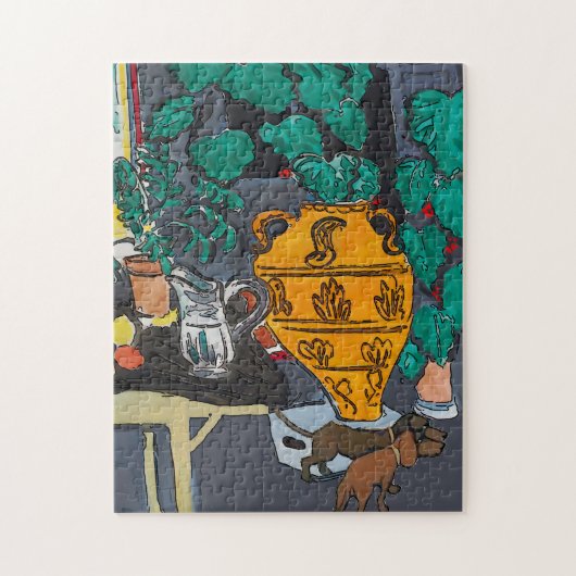 Big Vase of Flowers Two Dachshunds Legpuzzel (Verticaal)