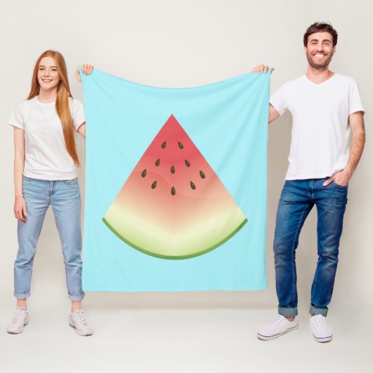Big Watermelon Slice Illustratie op blauw Fleece Deken (In situ)