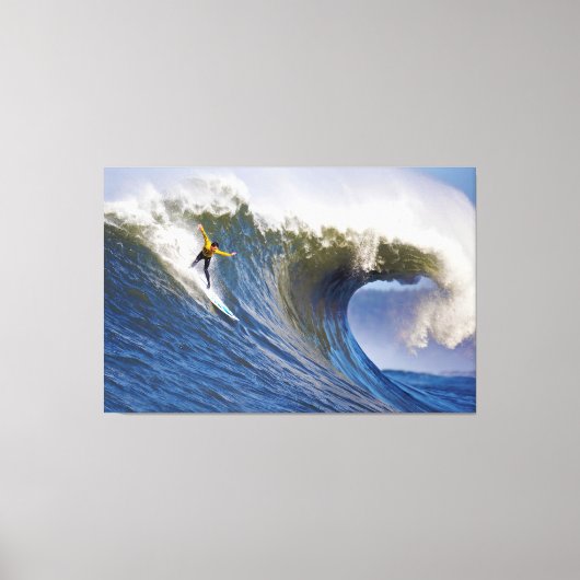 Big Wave bij de Mavericks Surfred Competition Canvas Afdruk (Voorkant)