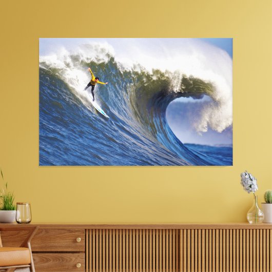 Big Wave bij de Mavericks Surfred Competition Canvas Afdruk (Insitu (Woonkamer))