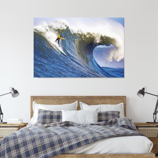 Big Wave bij de Mavericks Surfred Competition Canvas Afdruk (Insitu (Slaapkamer))