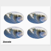 Big Wave bij de Mavericks Surfred Competition Ovale Sticker (Vel)