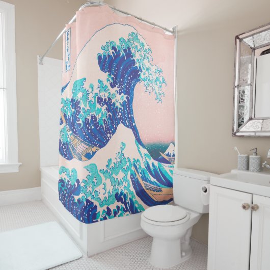 Big Wave Japans Surf Schilder Curtain Douchegordijn (In situ)