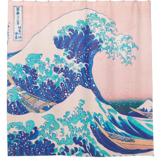 Big Wave Japans Surf Schilder Curtain Douchegordijn (Voorkant)