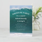 Big Wave Jongens Surprise Birthday Party Invitatio Kaart (Staand voorkant)