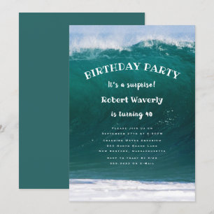 Big Wave Jongens Surprise Birthday Party Invitatio Kaart