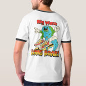 Big Wave Long Board Surfing T-shirt  (Achterkant)