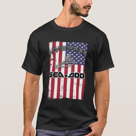 Big Wave Seadoo American Live Free T-shirt (Voorkant)