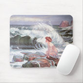 Big Wave Splashing op het strand (Frantisek Kupka) Muismat (Met muis)