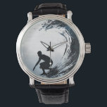 Big Wave Surfer Horloge<br><div class="desc">Designer horloge voor surfers,  voeg indien nodig naam/aangepaste tekst toe. Afbeelding ©Riverme*2012.</div>