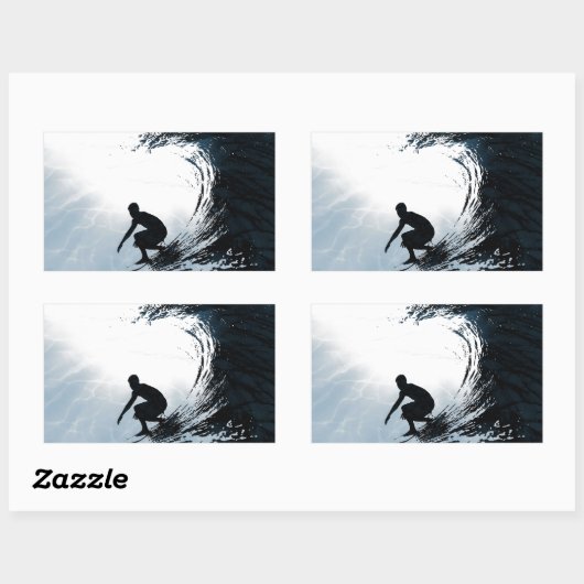 Big Wave Surfer Rechthoekige Sticker (Vel)