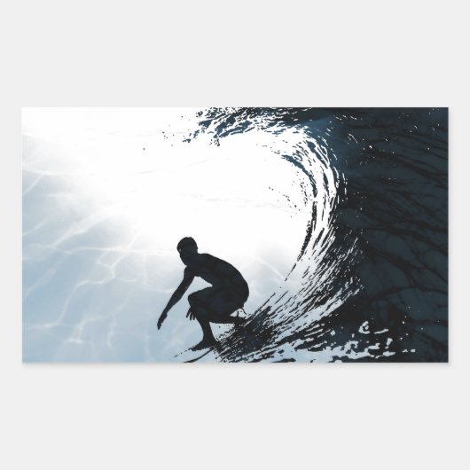 Big Wave Surfer Rechthoekige Sticker (Voorkant)