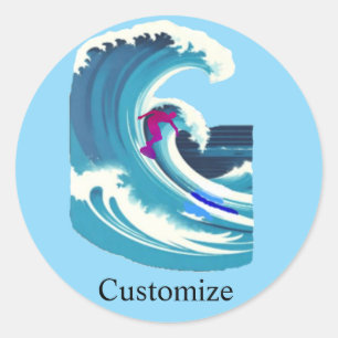 Big Wave Surfer Thunder_Cove Ronde Sticker
