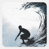 Big Wave Surfer Vierkante Sticker (Voorkant)