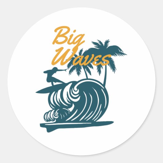 Big Waves Ronde Sticker (Voorkant)