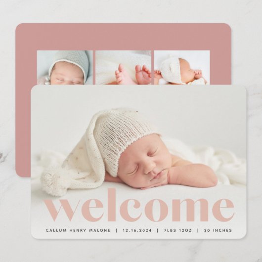Big Welkom | Aankondiging van de foto ter geboorte (Voorkant / Achterkant)