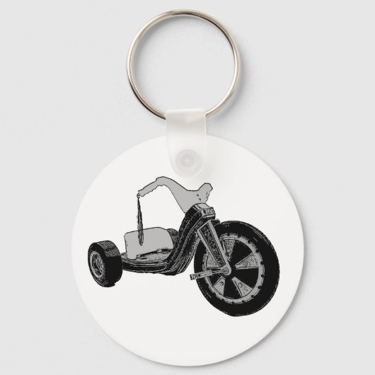 Big Wheel Black en White Sleutelhanger (Voorkant)