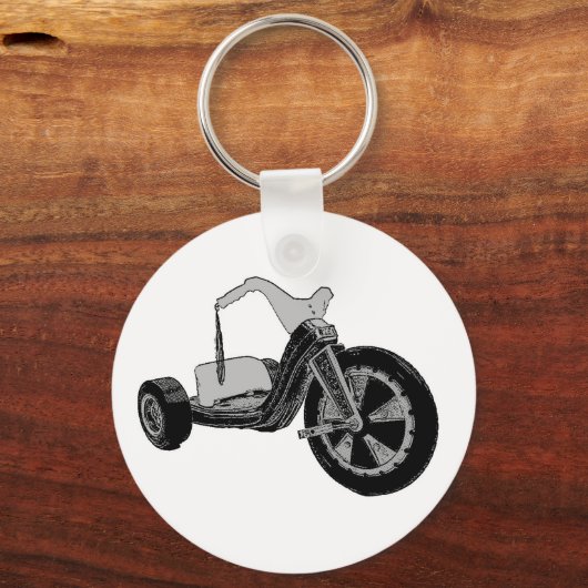 Big Wheel Black en White Sleutelhanger (Voorkant)