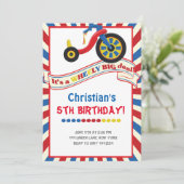 Big Wheel Boy verjaardagsfeestje uitnodigingen (Staand voorkant)