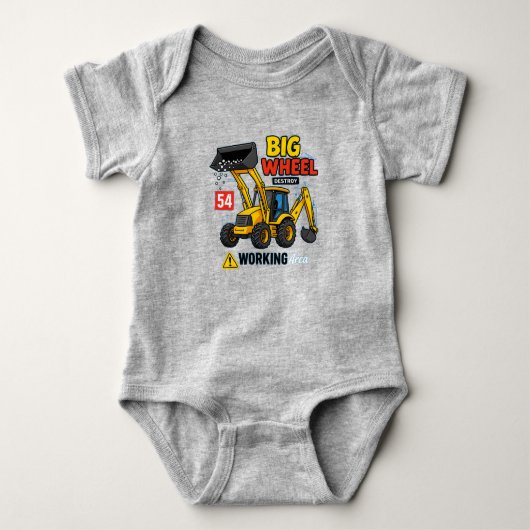 Big Wheel Construction Truck Design Romper (Voorkant)