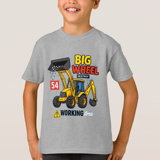 Big Wheel Construction Truck Grafisch ontwerp T-shirt (Voorkant)