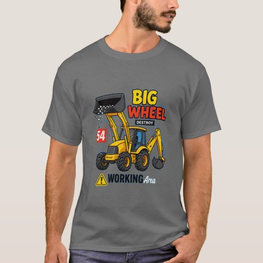 Big Wheel Construction Truck Graphic. T-shirt (Voorkant)