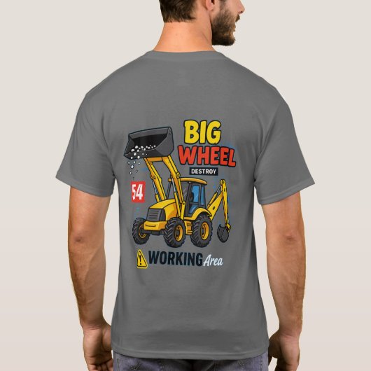 Big Wheel Construction Truck Graphic. T-shirt (Achterkant)
