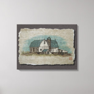 Big White Amish Barn Canvas Afdruk