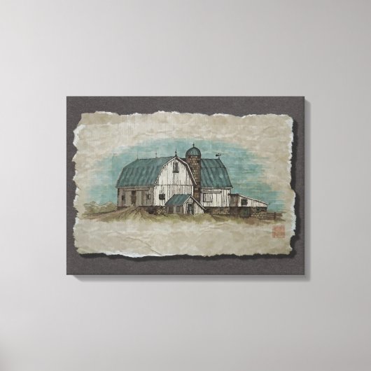Big White Amish Barn Canvas Afdruk (Voorkant)