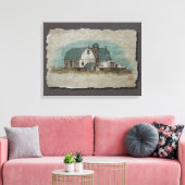 Big White Amish Barn Canvas Afdruk (Insitu (Woonkamer))