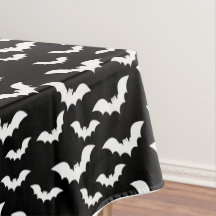 Big White Bats Halloween Tablecloth