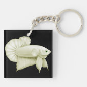 Big White Betta Splendens Fish Sleutelhanger (Achterkant)