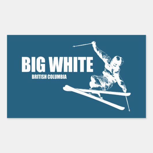 Big White British Columbia Skier Rechthoekige Sticker (Voorkant)