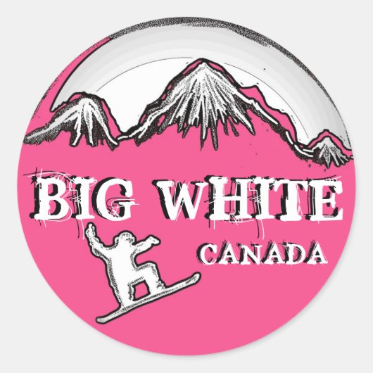 Big White Canada roze thema snowboarder stickers (Voorkant)