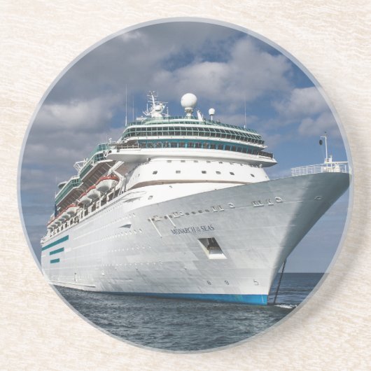 Big White Cruise Ship Zandsteen Onderzetter (Voorkant)