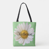 Big White Daisy Flower Gepersonaliseerde naam Tote Bag (Achterkant)