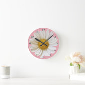 Big White Daisy op roze achtergrond Ronde Klok (Huis)