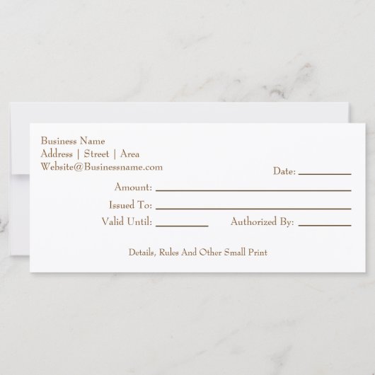 Big White Daisy over gele cadeaubon (Achterkant)